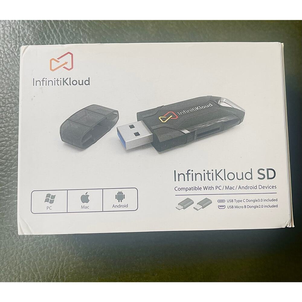 USB Flash Drive Stick InfinitiKloud SD Backup Solution Device For PC/MAC/Android